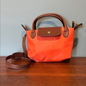 🔥🆕🔥 Orange and Brown Mini Nylon Crossbody Bag​